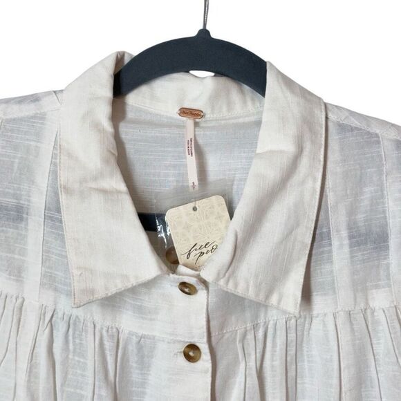 FREE PEOPLE Kiss Kiss Blouse in Ivory Laced Cuff NWT FLAW - Picture 6 of 11